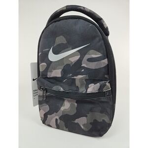 Nike Brasilia Just Do It Fuel Pack Lunch Bag Tote Black Grey Camo Zipper New